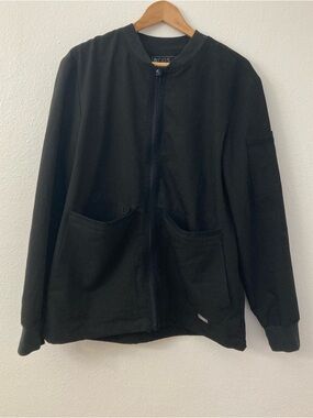Figs Men's Black Bomber Zip Jacket